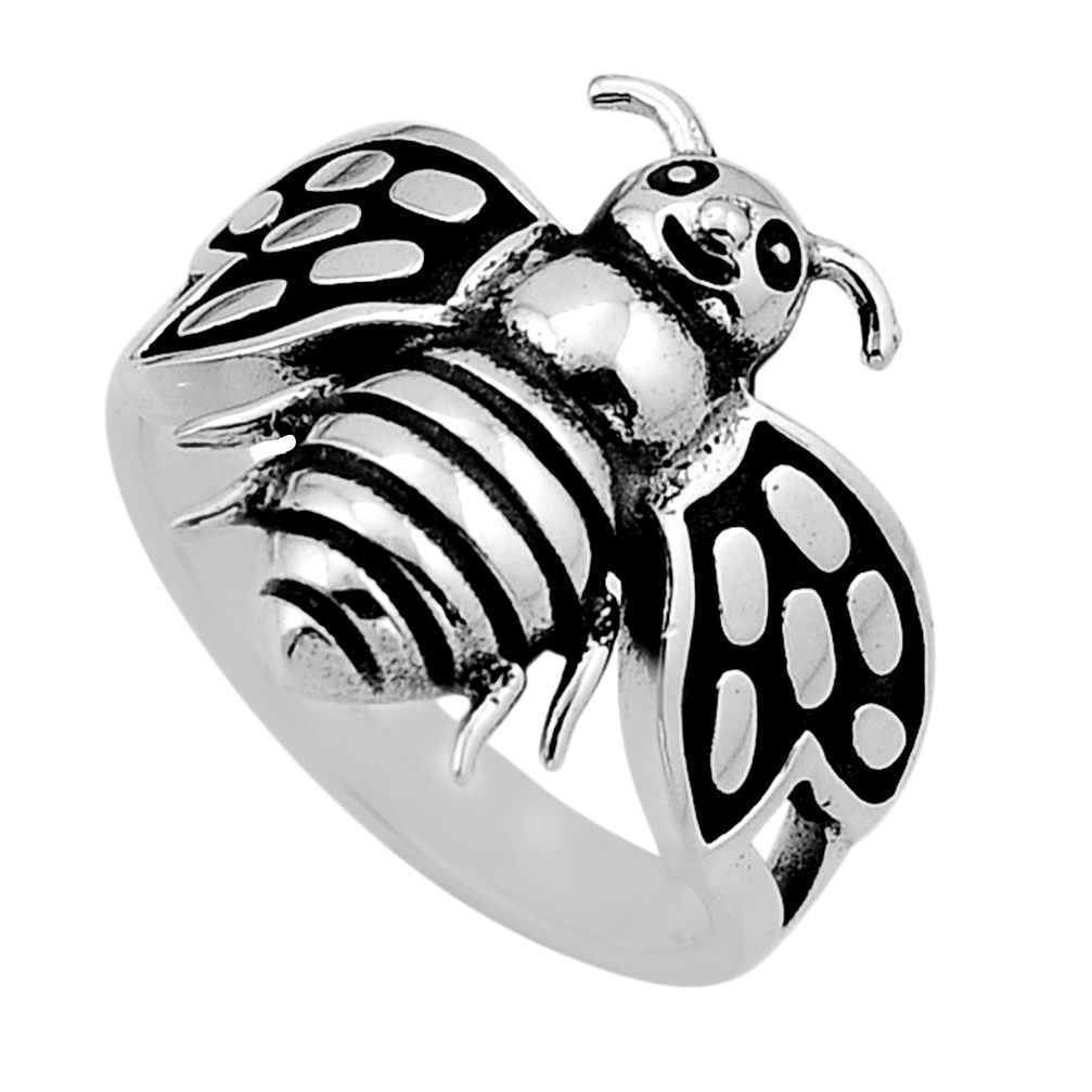 7.59gms indonesian bali style solid 925 silver honey bee ring size 7.5 n50635