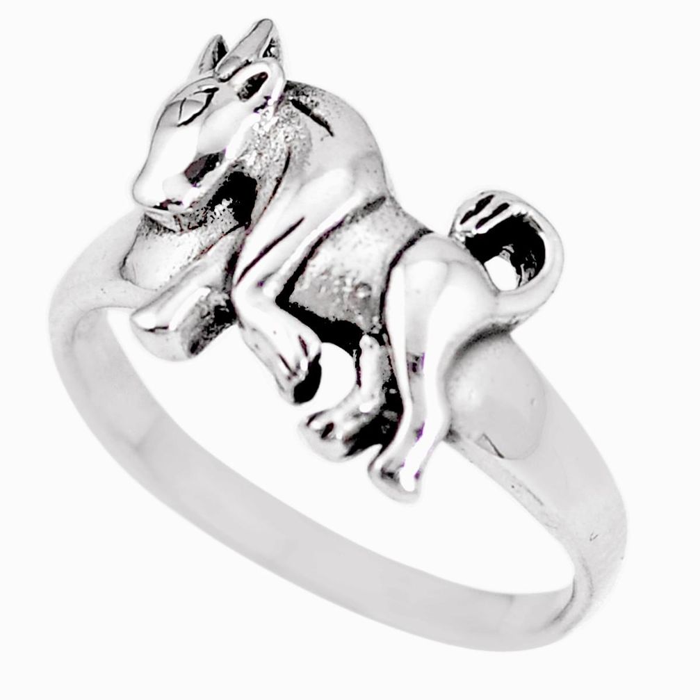 3.26gms indonesian bali style solid 925 silver horse ring size 7.5 c17048