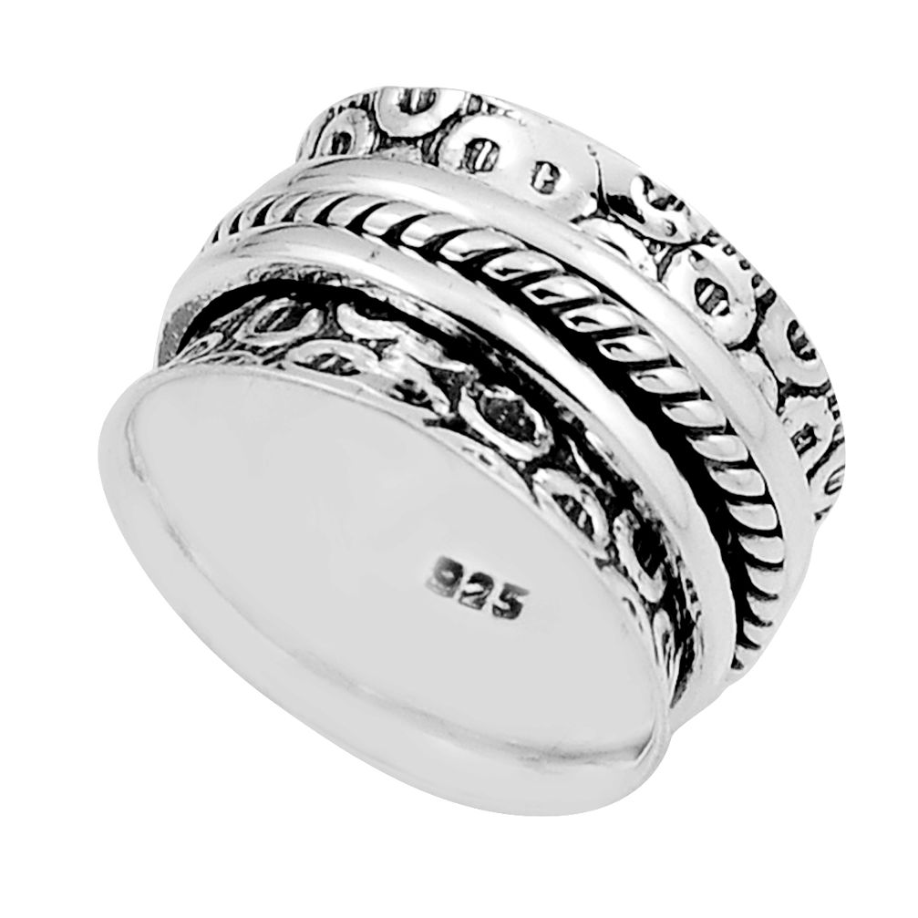 6.57gms indonesian bali style solid 925 silver spinner band ring size 6.5 n26046