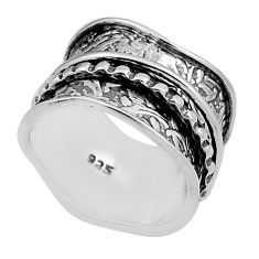 5.42gms indonesian bali style solid 925 silver spinner band ring size 6 n25983
