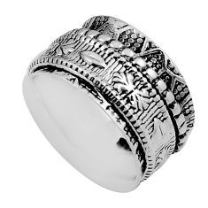 8.47gms indonesian bali style solid 925 silver spinner band ring size 7 n25985
