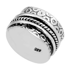 6.09gms indonesian bali style solid 925 silver spinner band ring size 7 n25991