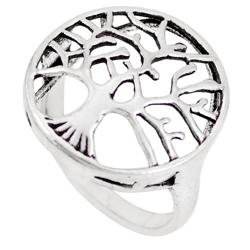 3.87gms indonesian bali style solid 925 silver tree of life ring size 5 c25867