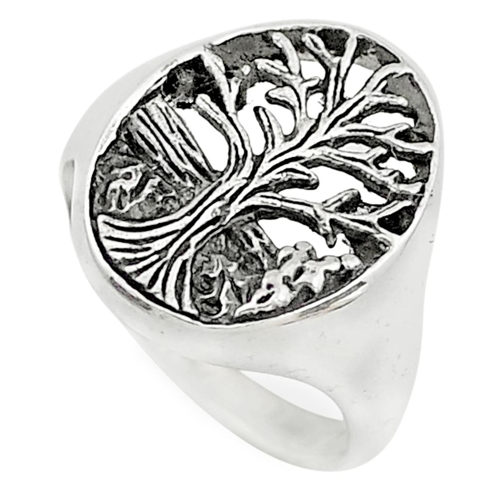 4.48gms indonesian bali style solid 925 silver tree of life ring size 6.5 t6259