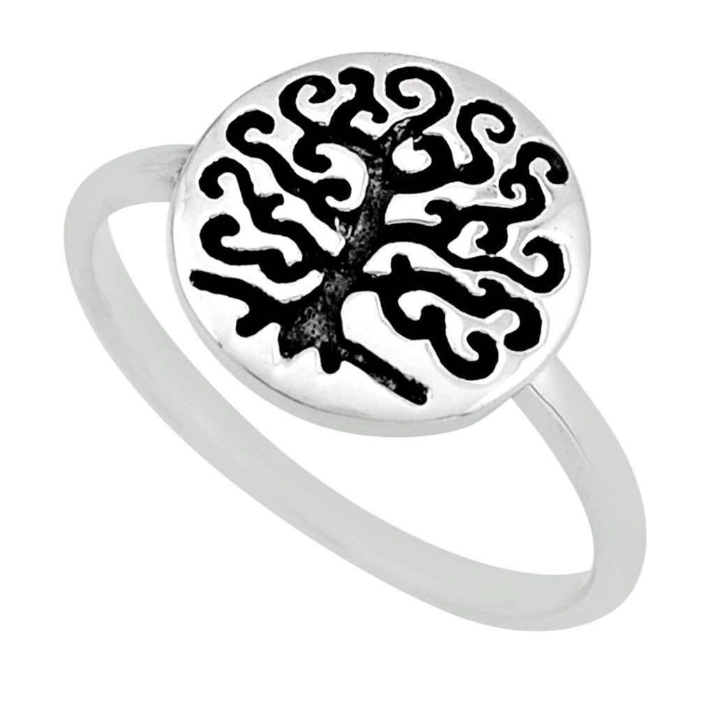 3.42gms indonesian bali style solid 925 silver tree of life ring size 8.5 y83236