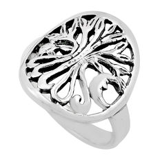 4.27gms indonesian bali style solid 925 silver tree of life ring size 6.5 y83276