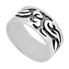 6.02gms indonesian bali style solid 925 sterling silver band ring size 8 n49986