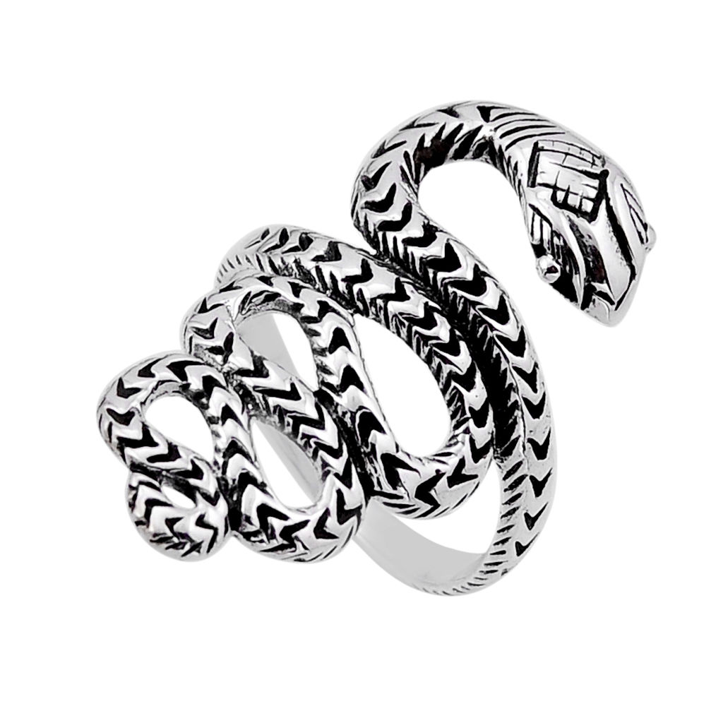 5.59gms indonesian bali style solid 925 sterling silver snake ring size 8 n50587