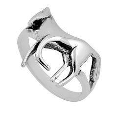 4.09gms indonesian bali style solid fancy 925 silver horse ring size 8.5 n50586