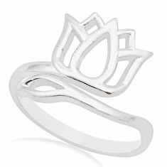 3.59gms indonesian bali style solid silver adjustable lotus ring size 9 u54085