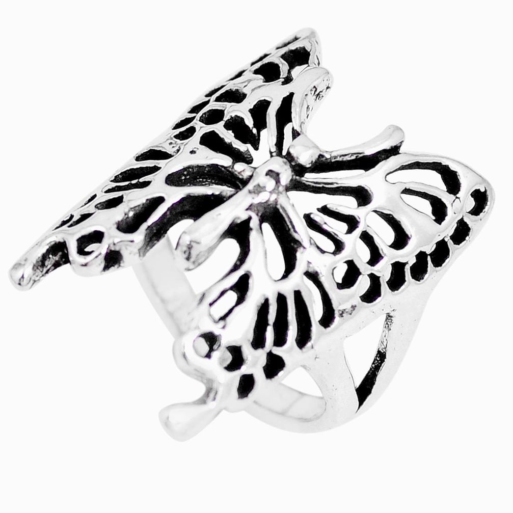 7.02gms indonesian bali style solid 925 silver butterfly ring size 8 c17066