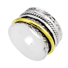 6.23gms indonesian bali style solid silver gold spinner band ring size 6 n26036