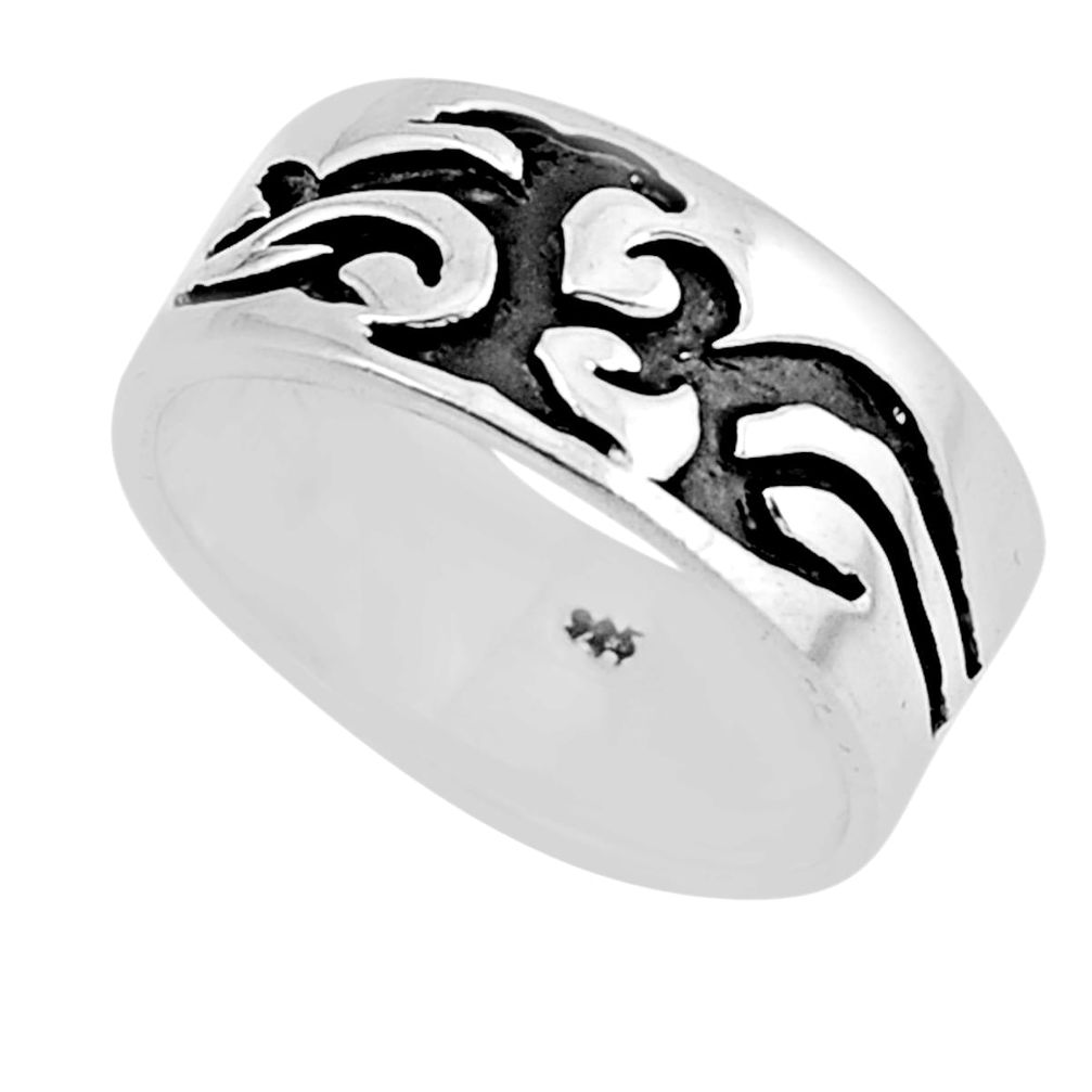 6.27gms indonesian bali style solid sterling silver band ring size 8.5 y54447
