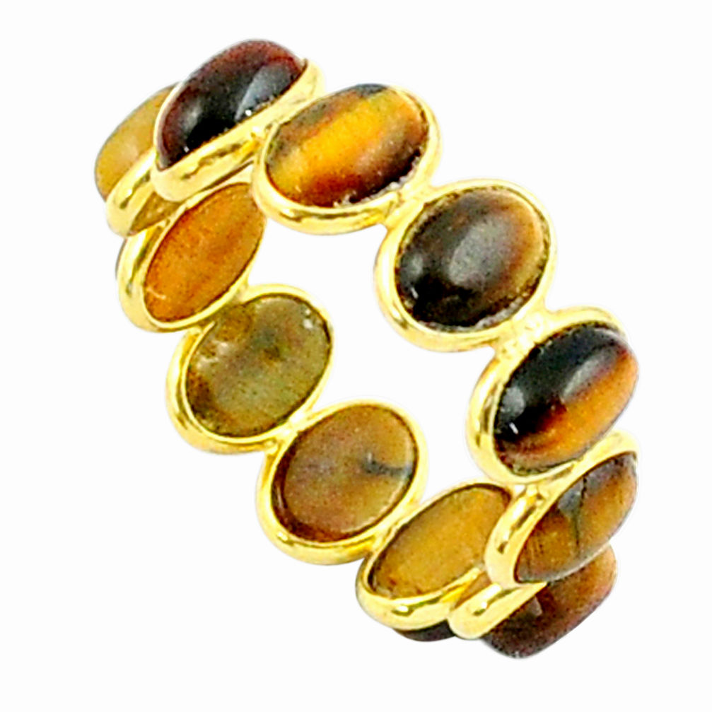 6.70cts infinity natural brown tiger's eye 925 silver ring jewelry size 6 u20466