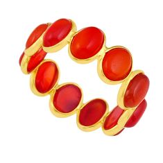 6.83cts infinity natural cornelian (carnelian) silver gold ring size 8.5 y36735