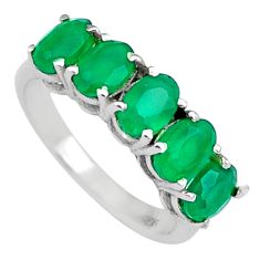 4.89cts infinity natural green chalcedony 925 sterling silver ring size 6 u7838