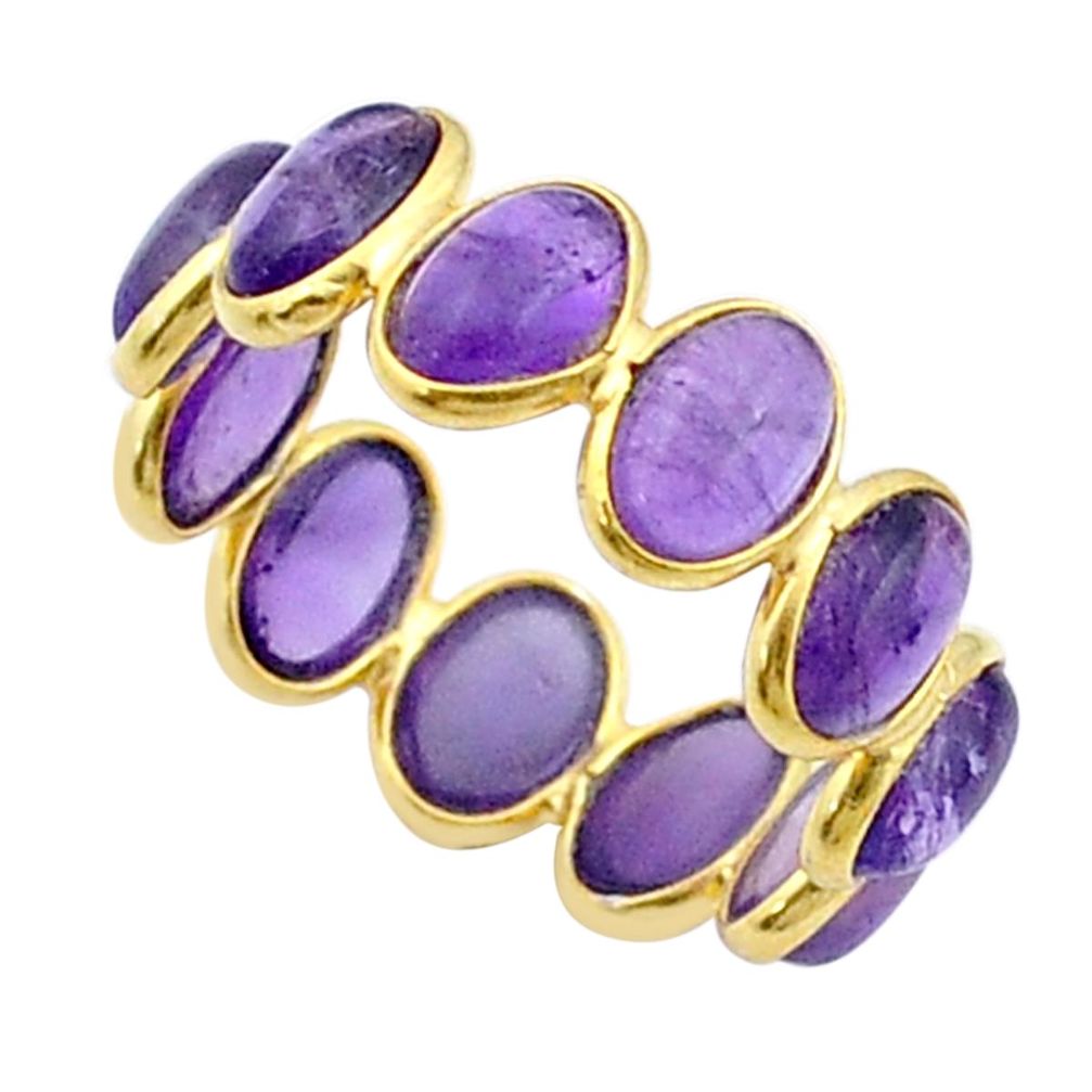 5.77cts infinity natural purple amethyst 925 silver gold ring size 6 u41677
