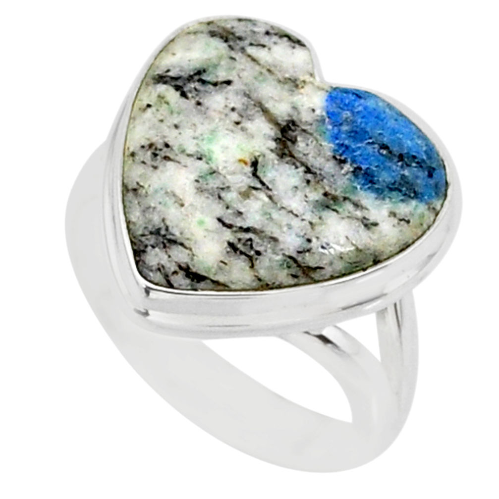 8.77cts k2 blue (azurite in quartz) 925 silver solitaire ring size 6 r84702