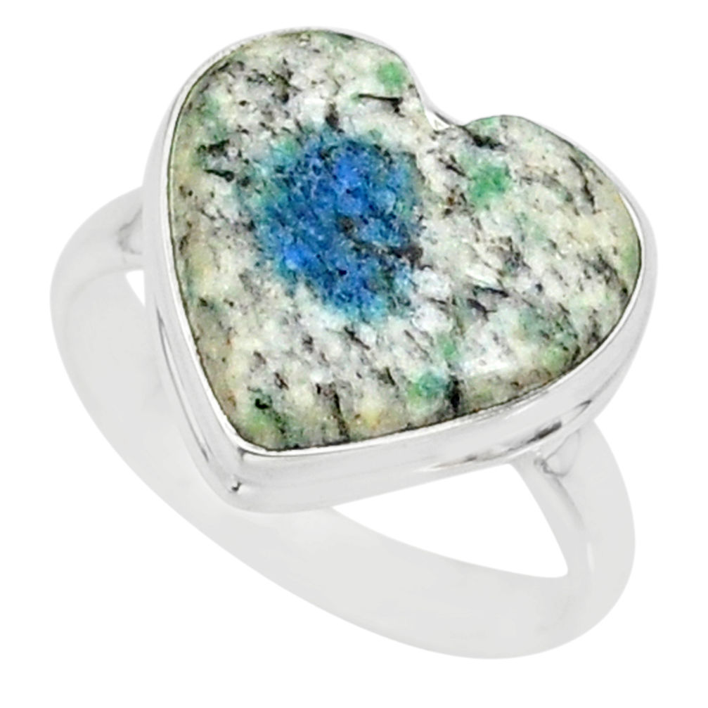 9.04cts k2 blue (azurite in quartz) 925 silver solitaire ring size 9 r84735