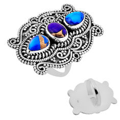 6.31cts kingman ice blue dahlia copper turquoise 925 silver ring size 8.5 n49251