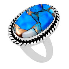 6.72cts kingman ice blue dahlia oval 925 silver ring size 6.5 n30215