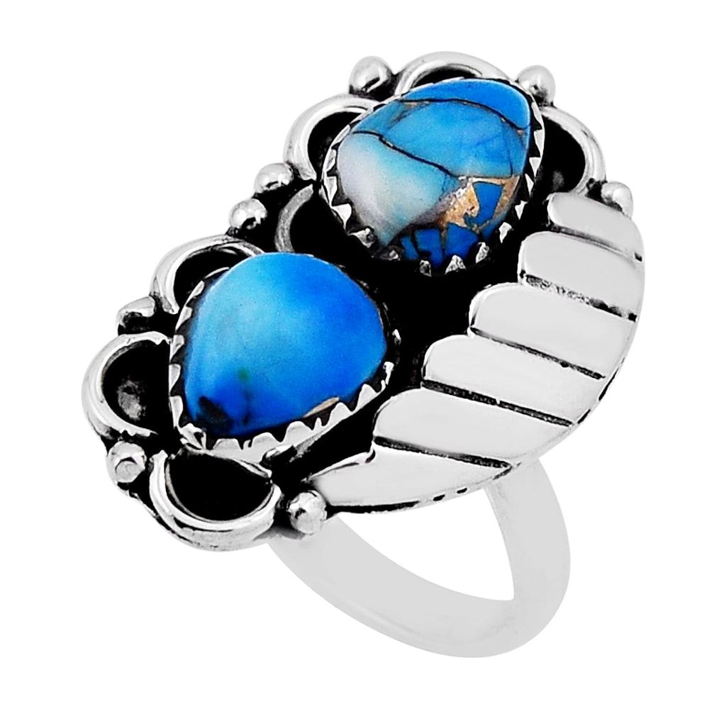 4.40cts kinsman ice blue dahlia natural bronze fancy silver ring size 7 n34100