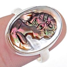 11.07cts lady face natural titanium cameo on shell silver ring size 8.5 d47967