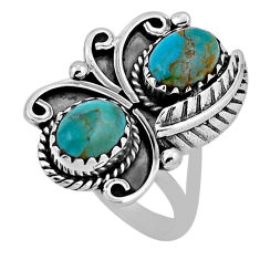 4.22cts leaf green arizona mohave turquoise oval 925 silver ring size 6 n33721