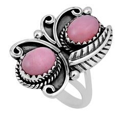 4.07cts leaf natural pink opal 925 sterling silver ring jewelry size 7 n33734