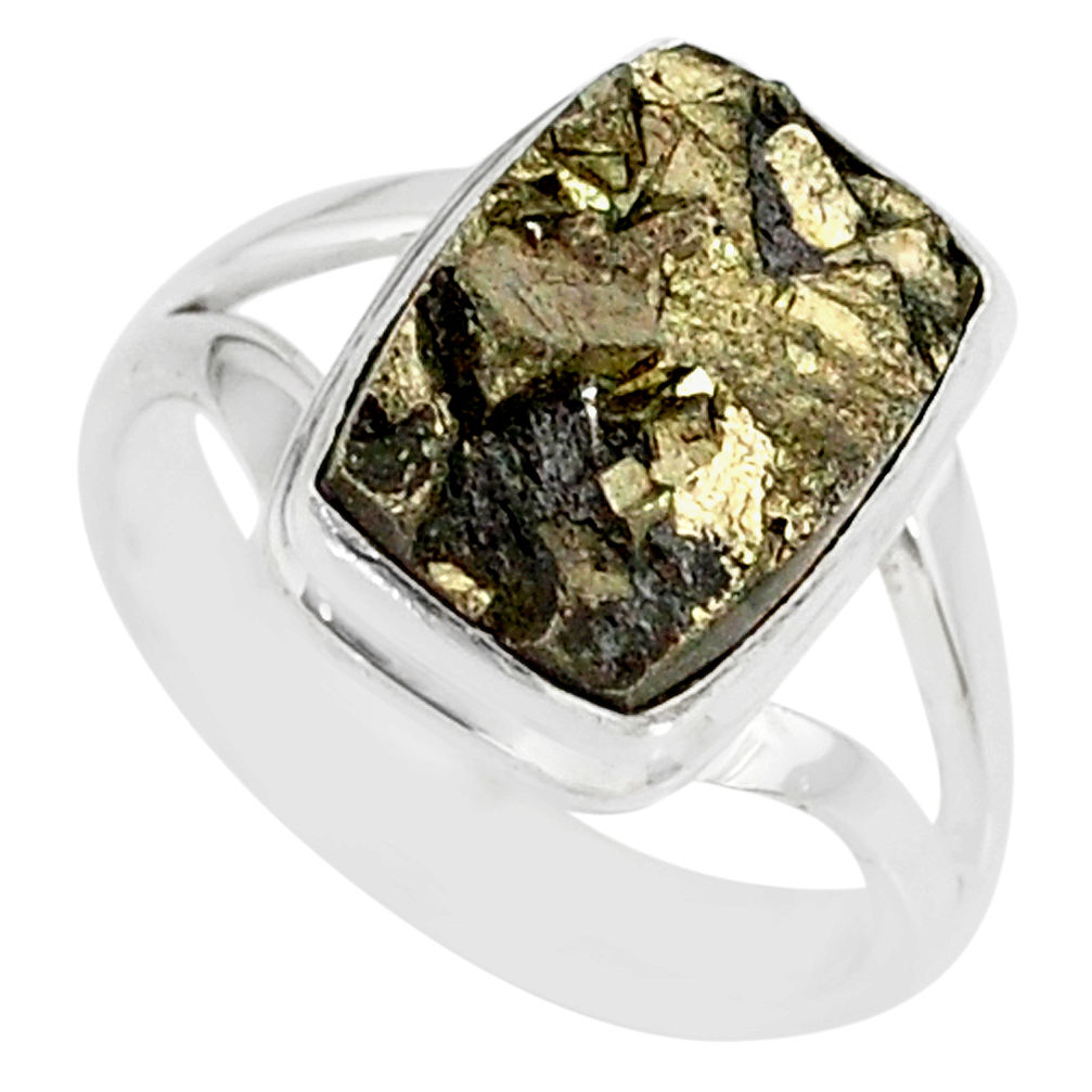 5.75cts marcasite pyrite druzy 925 silver solitaire ring jewelry size 7 r85786