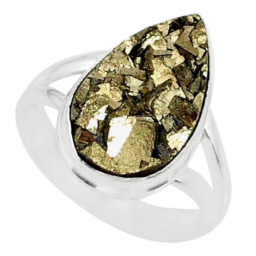 7.50cts marcasite pyrite druzy 925 silver solitaire ring jewelry size 7 r85818