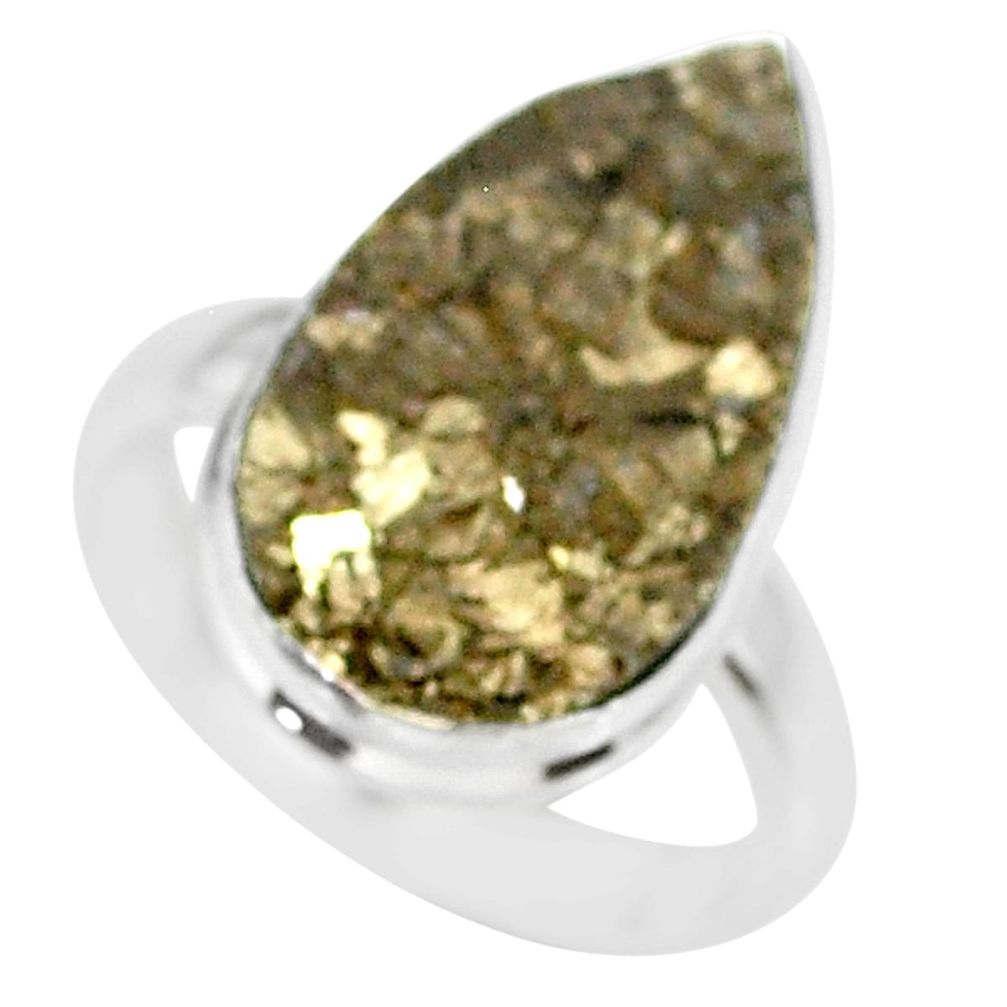 14.08cts marcasite pyrite druzy 925 silver solitaire ring size 8.5 r85791