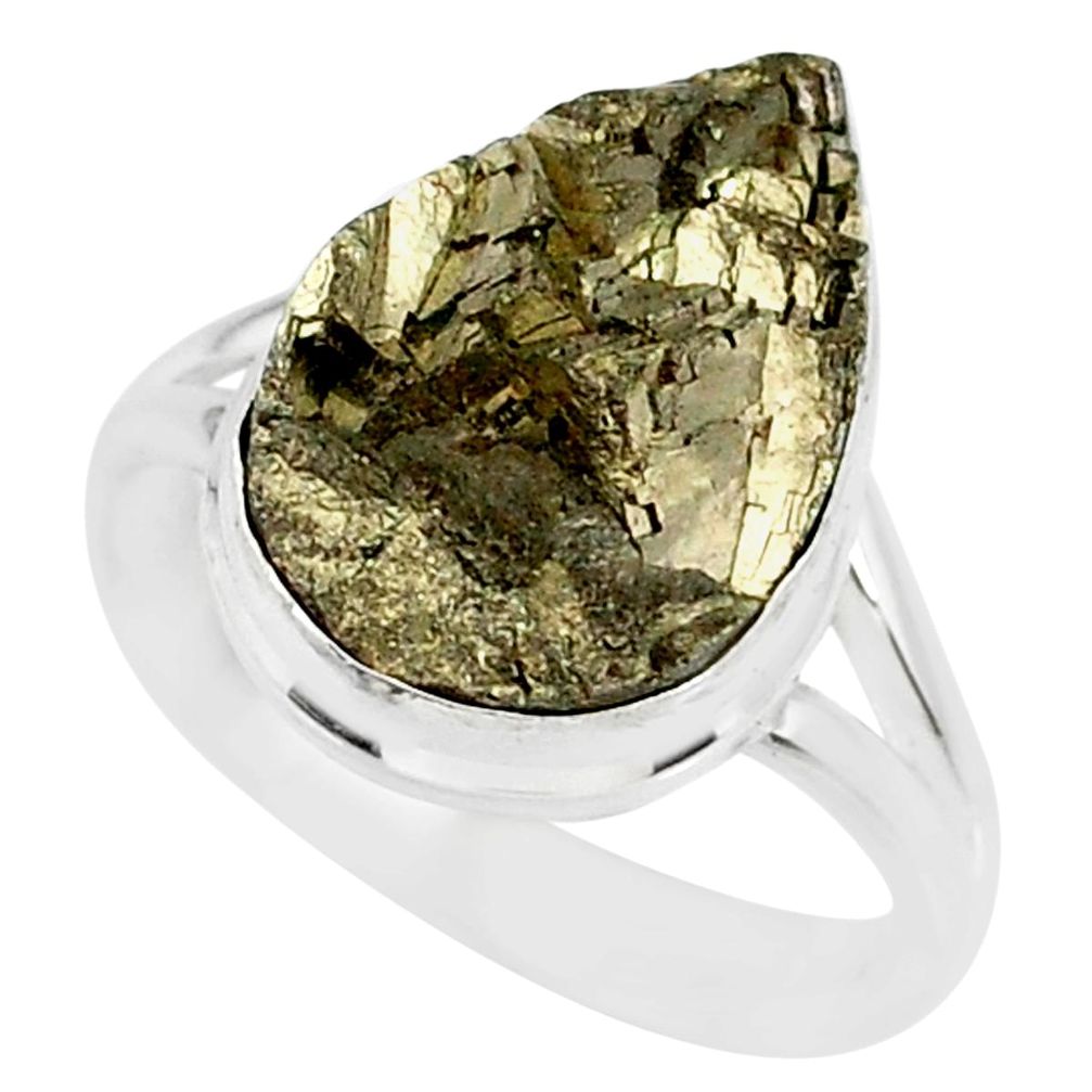 10.24cts marcasite pyrite druzy 925 silver solitaire ring size 8.5 r85801