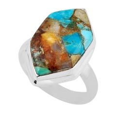 11.19cts matrix royston turquoise 925 sterling silver ring size 6.5 y46048