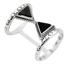 5.42cts meditation natural black onyx 925 sterling silver ring size 6 t67495