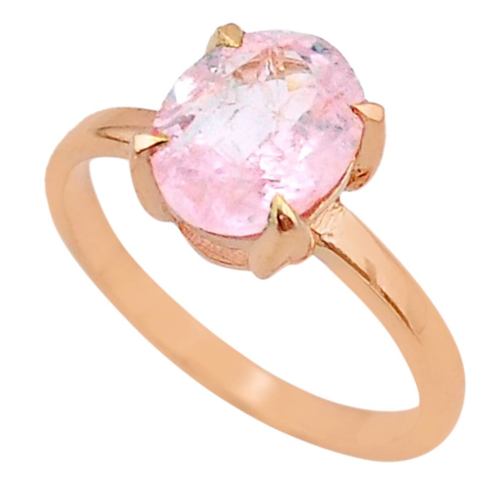 3.95cts micron 14k 14k rose gold natural faceted morganite ring size 8 t43596