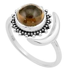 3.21cts moon brown smoky topaz 925 sterling silver adjustable ring size 7 u33777