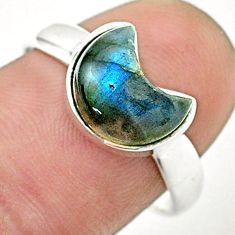 2.51cts moon natural blue labradorite fancy sterling silver ring size 8.5 u37558