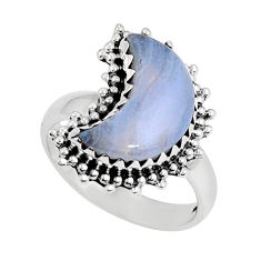 5.53cts moon natural blue lace agate fancy sterling silver ring size 7 y24535