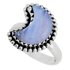 5.97cts moon natural blue lace agate fancy sterling silver ring size 8.5 y24519