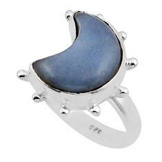 5.63cts moon natural blue owyhee opal moon sterling silver ring size 7.5 y47028