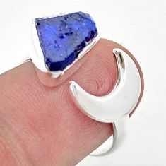 5.05cts moon natural blue sapphire rough silver adjustable ring size 8 u42015