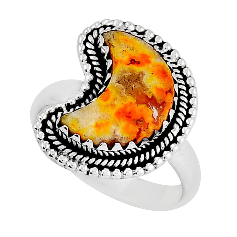 6.26cts moon natural bumble bee australian jasper silver ring size 8.5 y24507