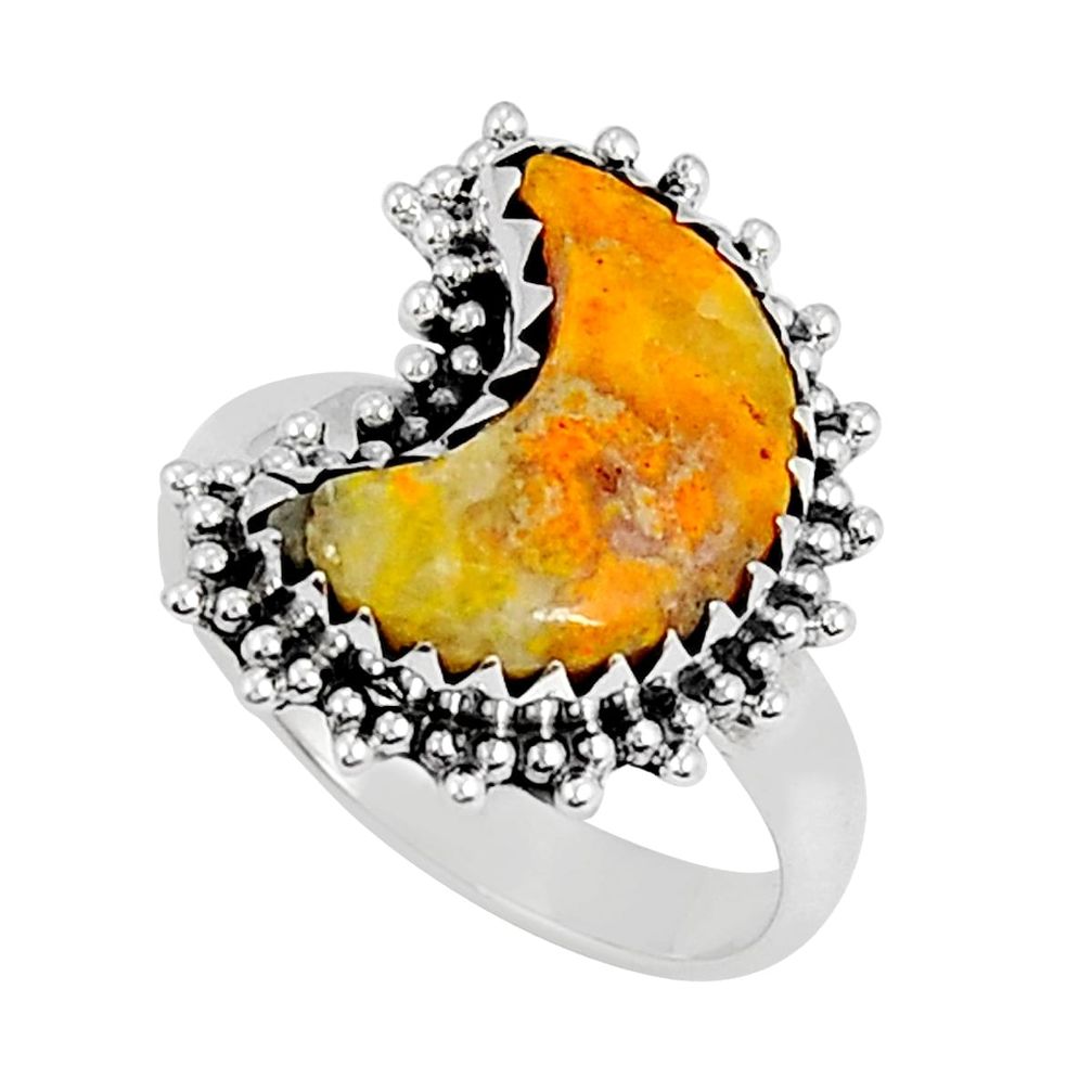 5.74cts moon natural bumble bee australian jasper silver ring size 7.5 y24537