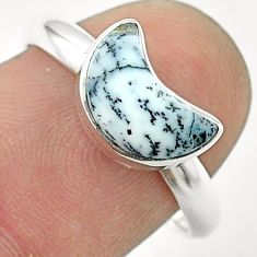 2.42cts moon natural dendrite opal (merlinite) 925 silver ring size 8.5 u37561