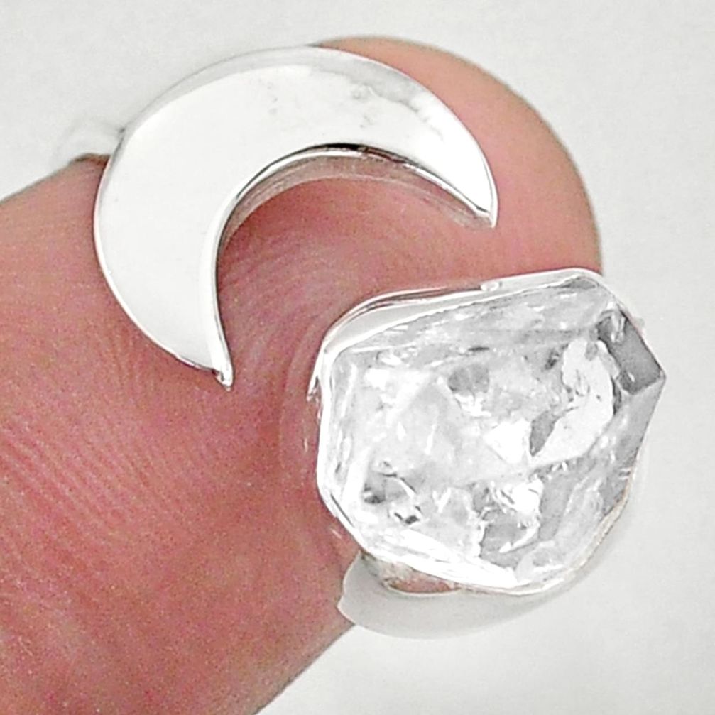 5.36cts moon natural herkimer diamond 925 silver adjustable ring size 6 t49351