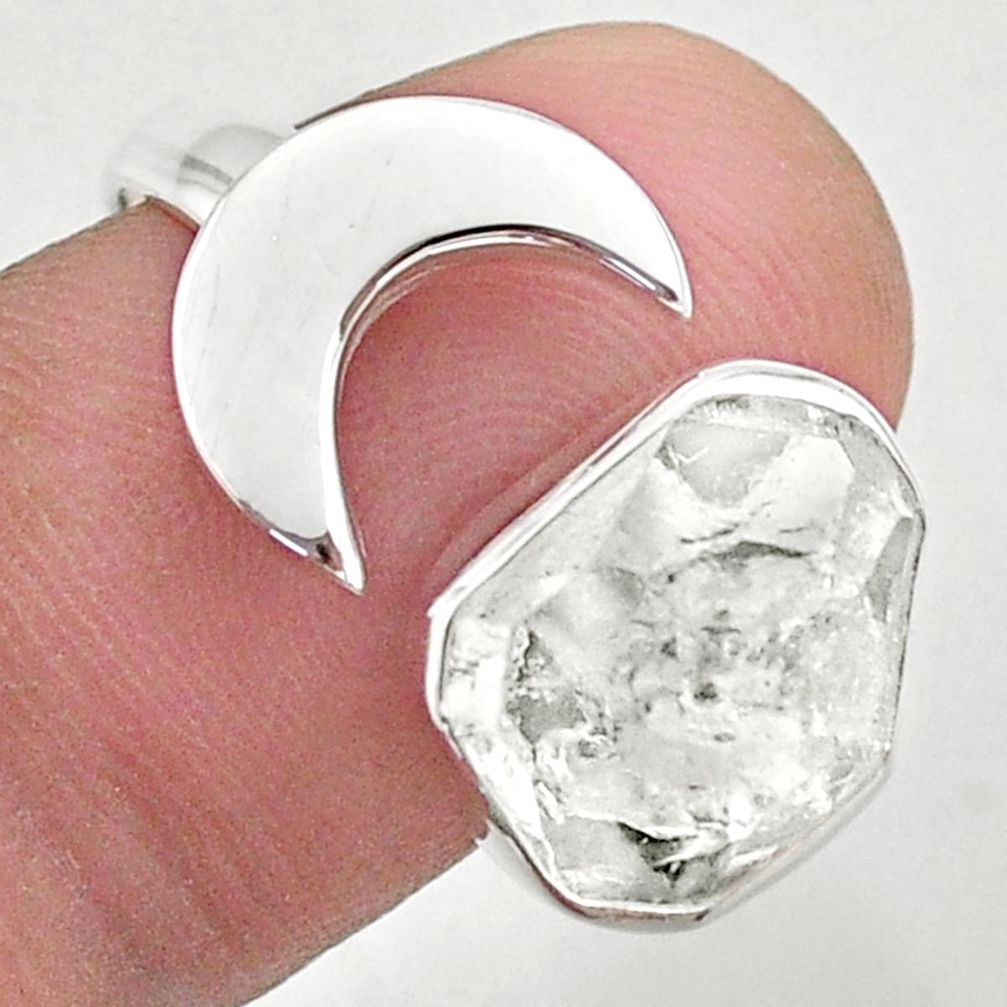 5.87cts moon natural herkimer diamond 925 silver adjustable ring size 8 t49374