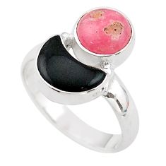 7.15cts moon natural pink rhodochrosite inca rose onyx silver ring size 7 t68633