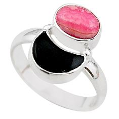 7.17cts moon natural pink rhodochrosite inca rose onyx silver ring size 8 t68627