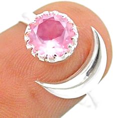 2.30cts moon natural pink rose quartz 925 silver adjustable ring size 7.5 u20233
